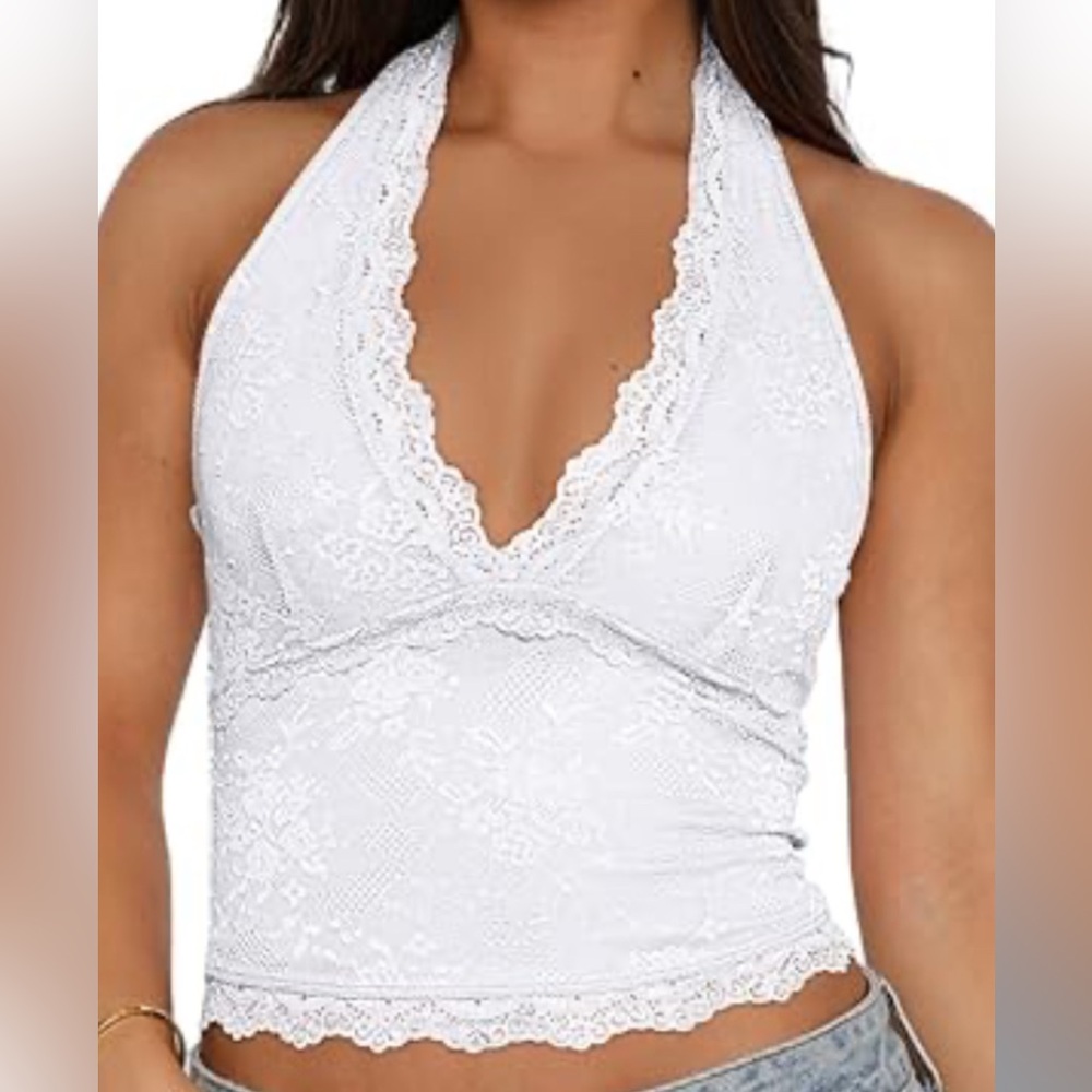 White Lace Halter Top